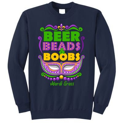 Mardi Gras Beer Beads Boobs Funny New Orleans Tall Sweatshirt