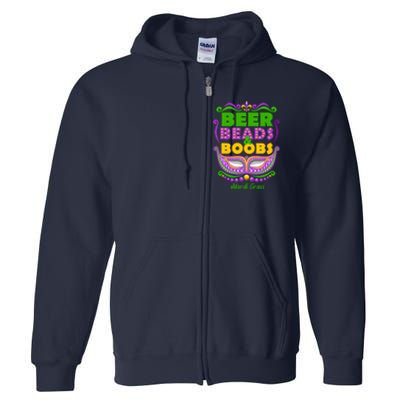 Mardi Gras Beer Beads Boobs Funny New Orleans Full Zip Hoodie