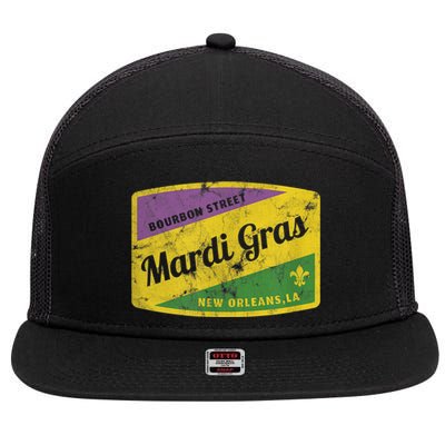 Mardi Gras Bourbon Street & New Orleans Retro Gift 7 Panel Mesh Trucker Snapback Hat