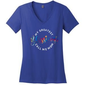 My Greatest Blessings Call Me Mom Christian Faith Gift Women's V-Neck T-Shirt