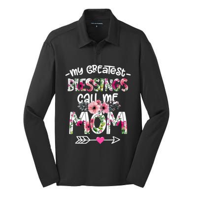 My Greatest Blessings Call Me Mom Mother's Day Gift Silk Touch Performance Long Sleeve Polo