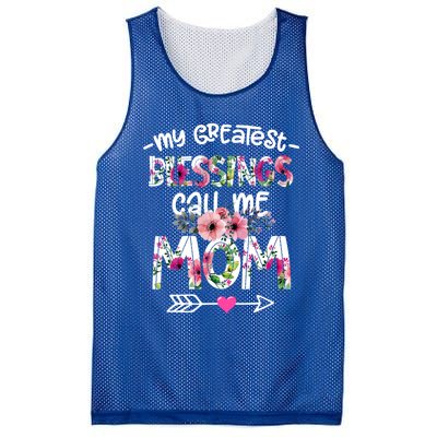 My Greatest Blessings Call Me Mom Mother's Day Gift Mesh Reversible Basketball Jersey Tank