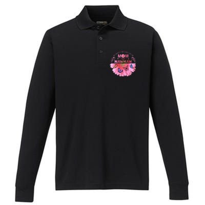 My Greatest Blessings Call Me Mom And Mawmaw Flower Cool Gift Performance Long Sleeve Polo