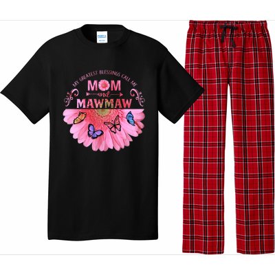 My Greatest Blessings Call Me Mom And Mawmaw Flower Cool Gift Pajama Set