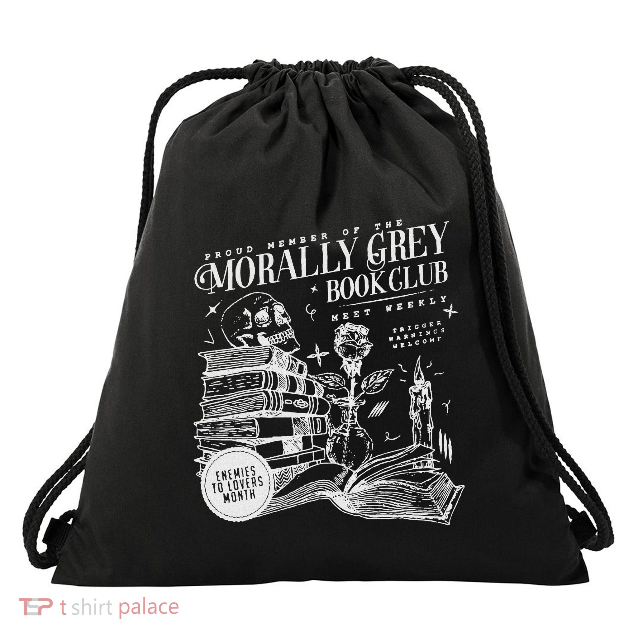 Morally Grey Book Club Drawstring Bag