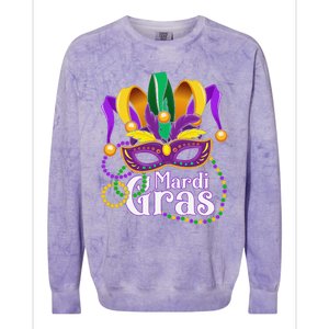 Mardi Gras Beads Feathered Mask For Colorblast Crewneck Sweatshirt