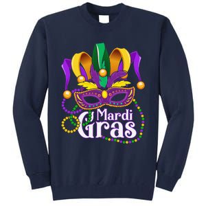 Mardi Gras Beads Feathered Mask For Tall Sweatshirt