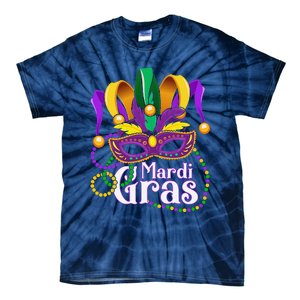 Mardi Gras Beads Feathered Mask For Tie-Dye T-Shirt