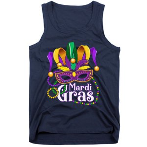 Mardi Gras Beads Feathered Mask For Tank Top