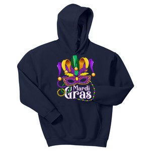 Mardi Gras Beads Feathered Mask For Kids Hoodie