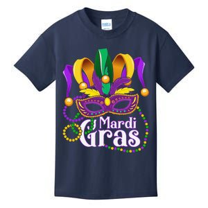 Mardi Gras Beads Feathered Mask For Kids T-Shirt