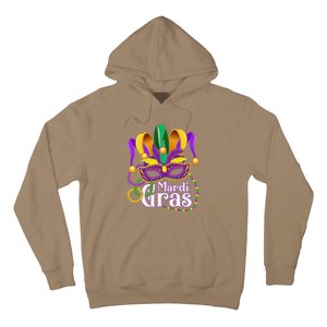 Mardi Gras Beads Feathered Mask For Hoodie