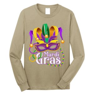 Mardi Gras Beads Feathered Mask For Long Sleeve Shirt