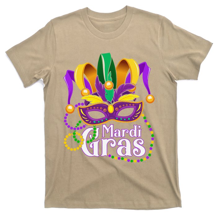 Mardi Gras Beads Feathered Mask For T-Shirt