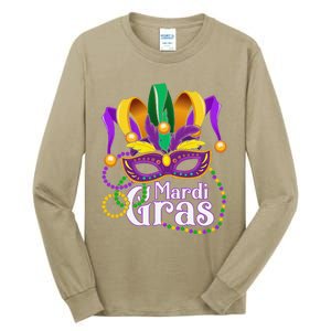 Mardi Gras Beads Feathered Mask For Tall Long Sleeve T-Shirt