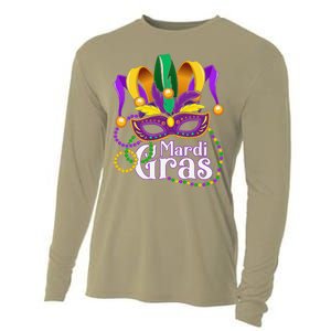 Mardi Gras Beads Feathered Mask For Cooling Performance Long Sleeve Crew