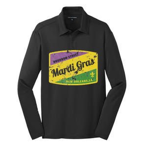 Mardi Gras Bourbon Street & New Orleans Retro Gift Silk Touch Performance Long Sleeve Polo