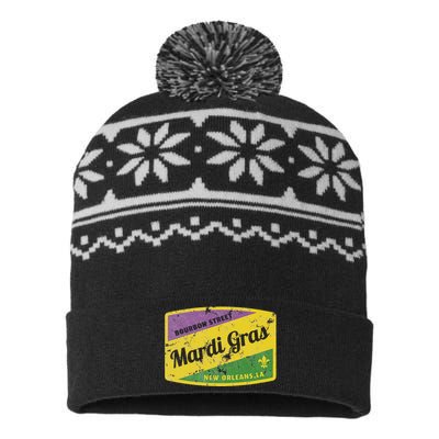 Mardi Gras Bourbon Street & New Orleans Retro Gift USA-Made Snowflake Beanie