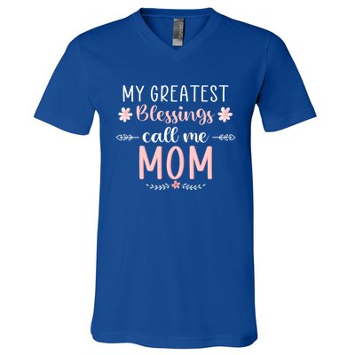 My Greatest Blessings Call Me Mom Christmas Mama/grandma Cute Gift V-Neck T-Shirt