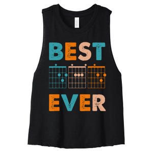 Musician Guitarist Best Dad Ever Father's Day Women's Racerback Cropped Tank