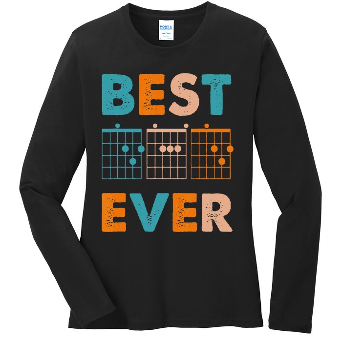 Musician Guitarist Best Dad Ever Father's Day Ladies Long Sleeve Shirt