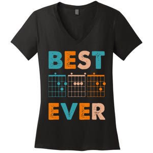 Musician Guitarist Best Dad Ever Father's Day Women's V-Neck T-Shirt