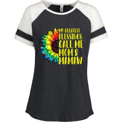 My Greatest Blessings Call Me Mom Mamaw Sunflower Tie Dye Meaningful Gift Enza Ladies Jersey Colorblock Tee