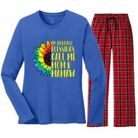 My Greatest Blessings Call Me Mom Mamaw Sunflower Tie Dye Meaningful Gift Women's Long Sleeve Flannel Pajama Set 