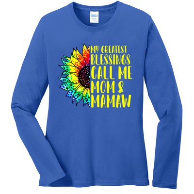 My Greatest Blessings Call Me Mom Mamaw Sunflower Tie Dye Meaningful Gift Ladies Long Sleeve Shirt