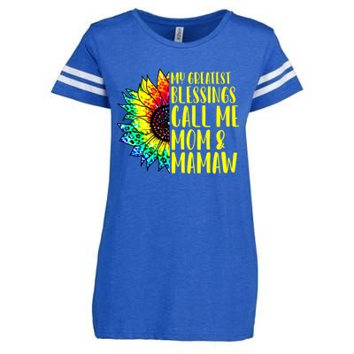 My Greatest Blessings Call Me Mom Mamaw Sunflower Tie Dye Meaningful Gift Enza Ladies Jersey Football T-Shirt