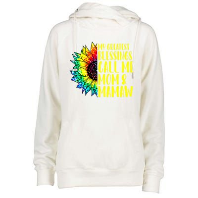 My Greatest Blessings Call Me Mom Mamaw Sunflower Tie Dye Meaningful Gift Womens Funnel Neck Pullover Hood