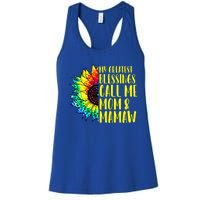 My Greatest Blessings Call Me Mom Mamaw Sunflower Tie Dye Meaningful Gift Women's Racerback Tank