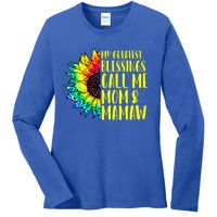 My Greatest Blessings Call Me Mom Mamaw Sunflower Tie Dye Meaningful Gift Ladies Long Sleeve Shirt