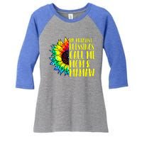 My Greatest Blessings Call Me Mom Mamaw Sunflower Tie Dye Meaningful Gift Women's Tri-Blend 3/4-Sleeve Raglan Shirt