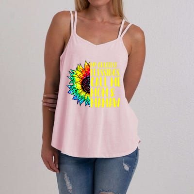 My Greatest Blessings Call Me Mom Mamaw Sunflower Tie Dye Meaningful Gift Women's Strappy Tank