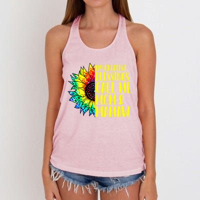 My Greatest Blessings Call Me Mom Mamaw Sunflower Tie Dye Meaningful Gift Women's Knotted Racerback Tank