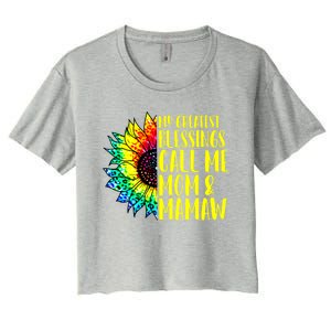 My Greatest Blessings Call Me Mom Mamaw Sunflower Tie Dye Meaningful Gift Women's Crop Top Tee