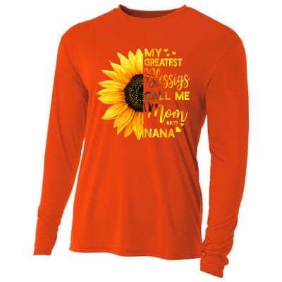 My Greatest Blessings Call Me Mom And Nana Family Sunflower Gift Cooling Performance Long Sleeve Crew