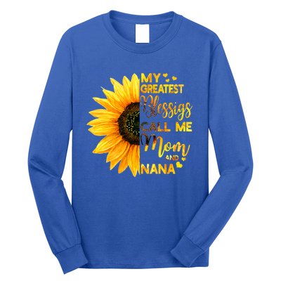 My Greatest Blessings Call Me Mom And Nana Family Sunflower Gift Long Sleeve Shirt