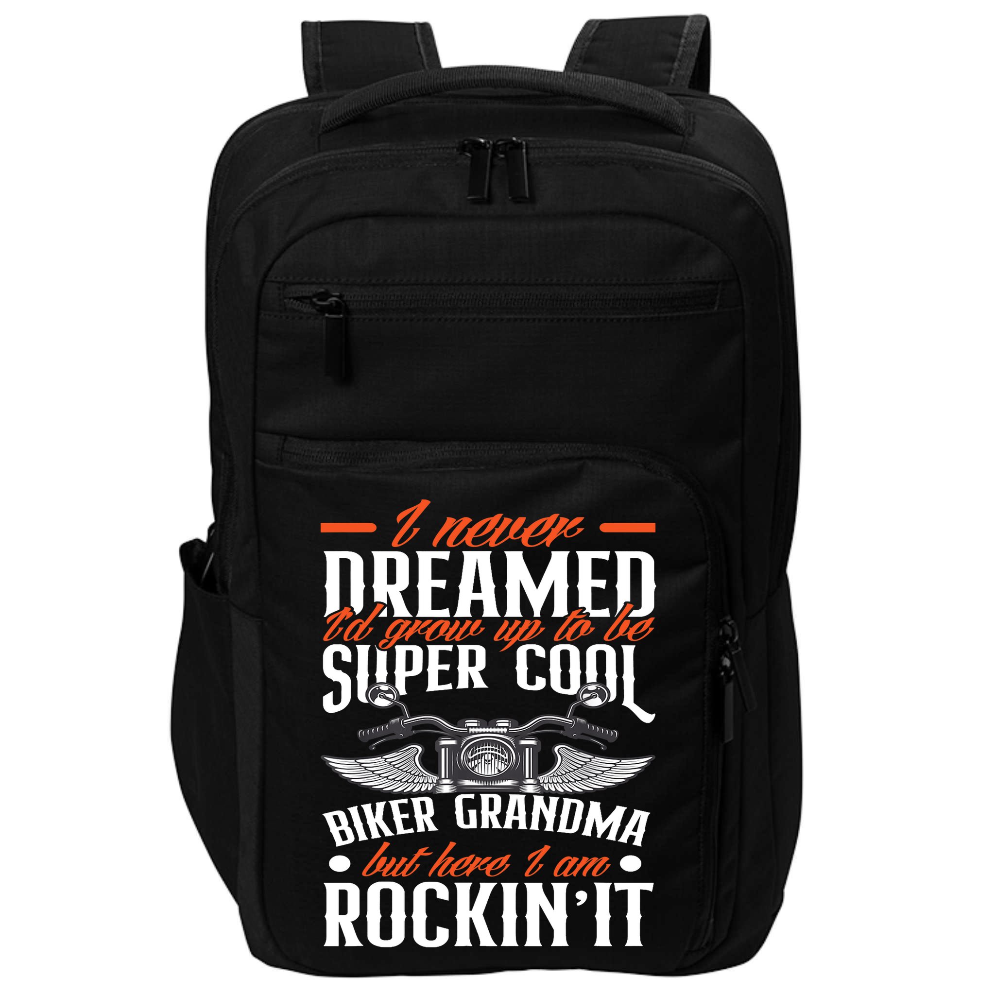 Motorcycle Grandma Biker Grandmother Funny Motorcycle Impact Tech Backpack
