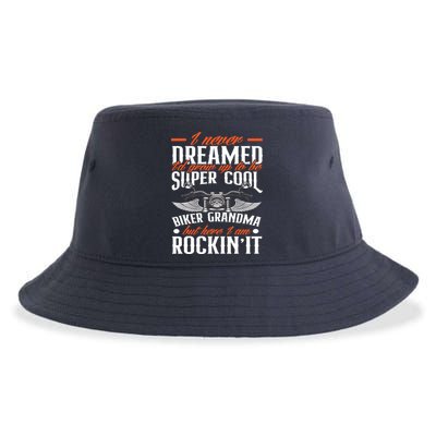 Motorcycle Grandma Biker Grandmother Funny Motorcycle Sustainable Bucket Hat