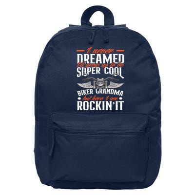 Motorcycle Grandma Biker Grandmother Funny Motorcycle 16 in Basic Backpack