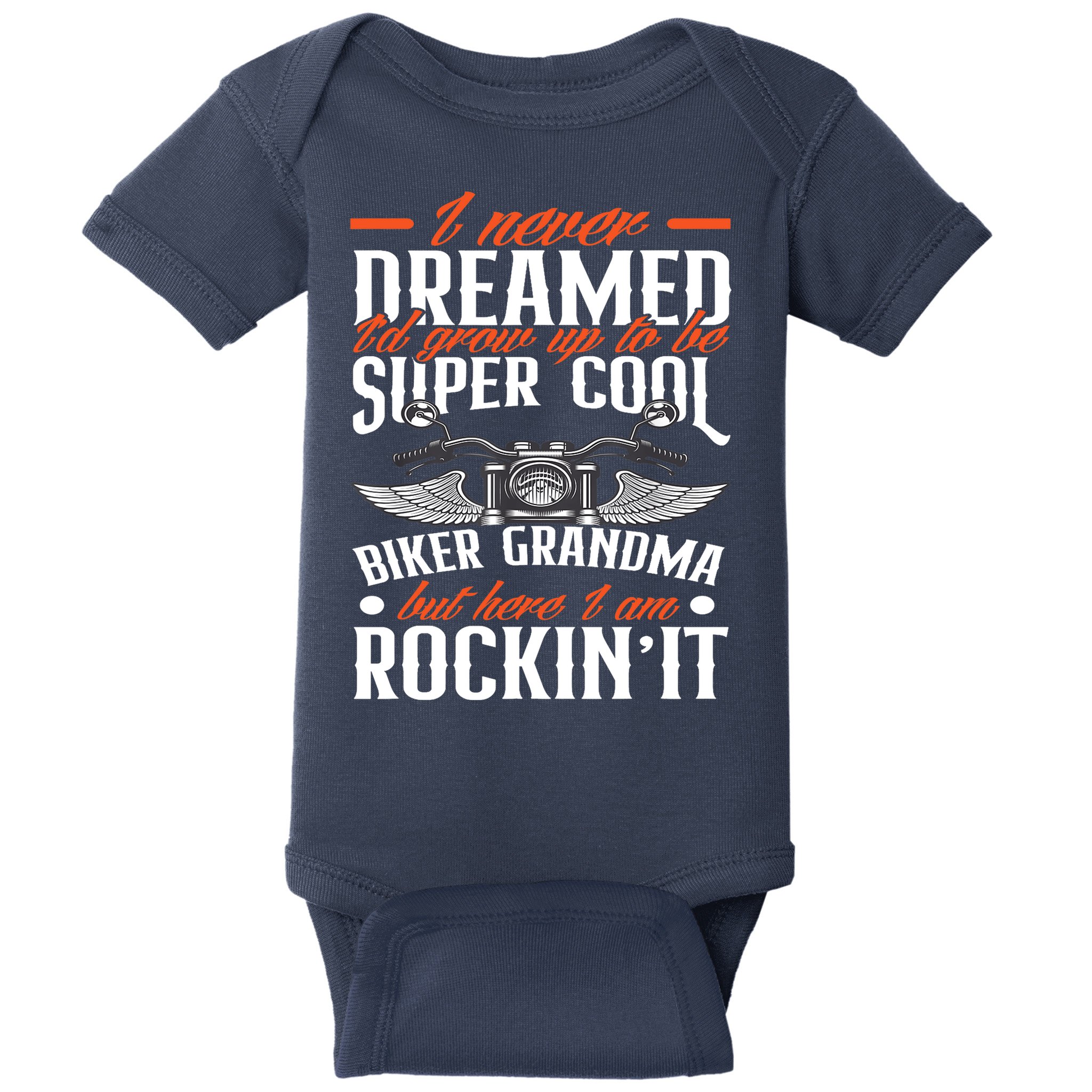 Motorcycle Grandma Biker Grandmother Funny Motorcycle Baby Bodysuit