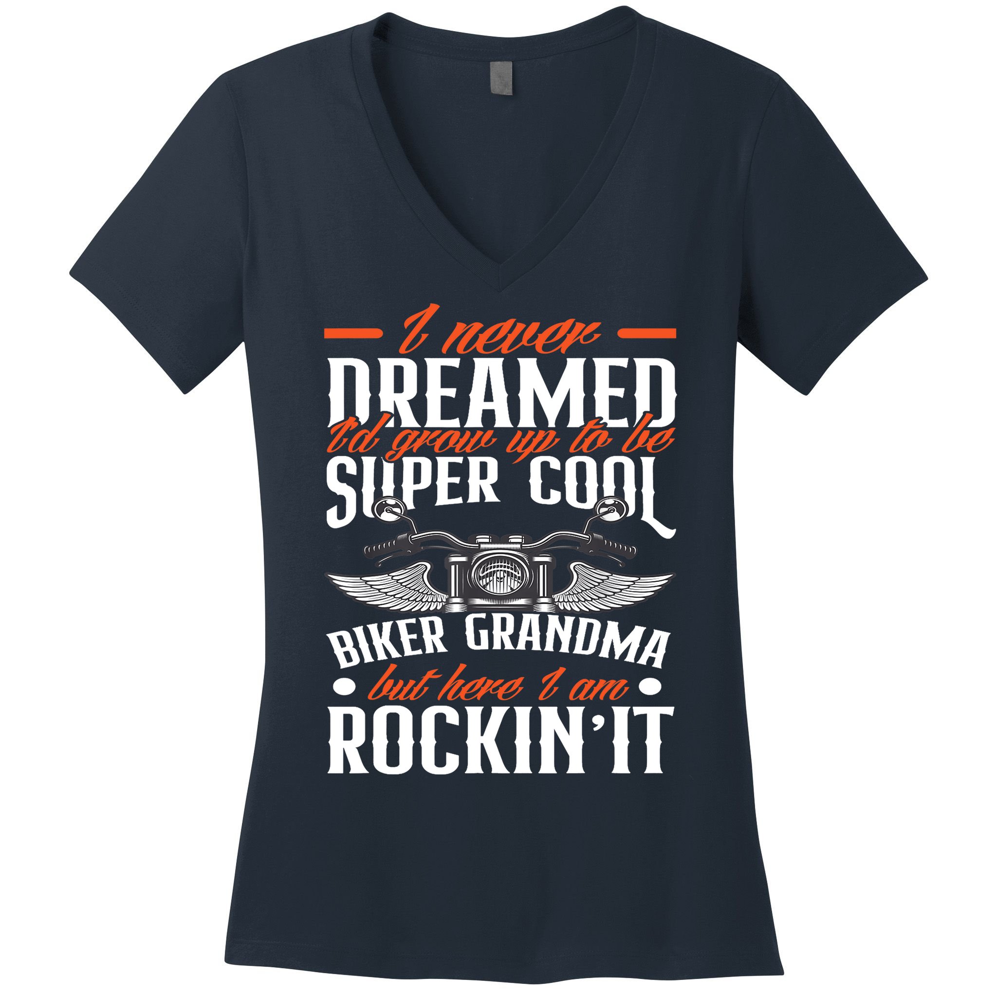 Motorcycle Grandma Biker Grandmother Funny Motorcycle Women's V-Neck T-Shirt