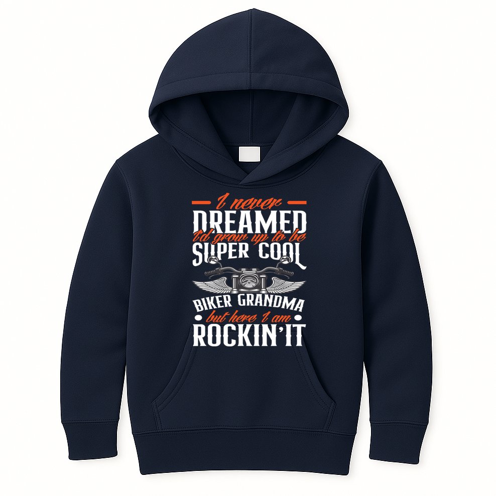 Motorcycle Grandma Biker Grandmother Funny Motorcycle Kids Hoodie