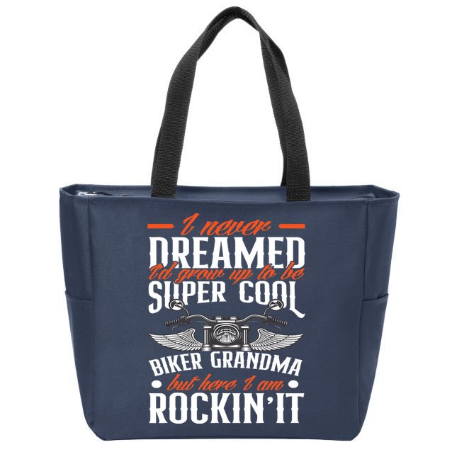 Motorcycle Grandma Biker Grandmother Funny Motorcycle Zip Tote Bag