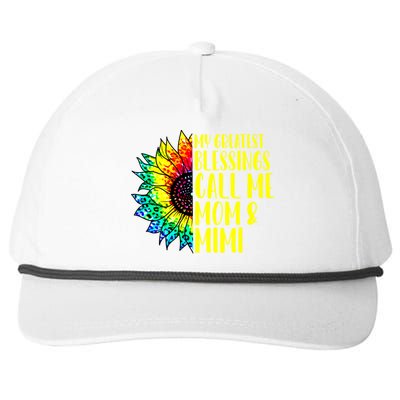 My Greatest Blessings Call Me Mom Mimi Sunflower Tie Dye Meaningful Gift Snapback Five-Panel Rope Hat