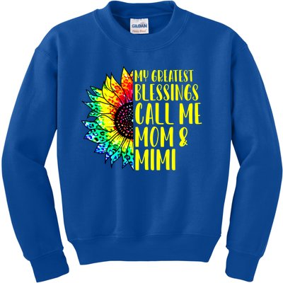 My Greatest Blessings Call Me Mom Mimi Sunflower Tie Dye Meaningful Gift Kids Sweatshirt