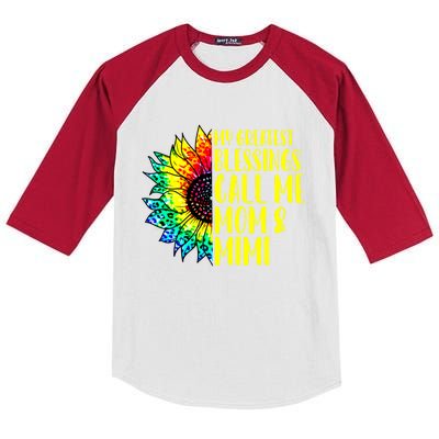 My Greatest Blessings Call Me Mom Mimi Sunflower Tie Dye Meaningful Gift Kids Colorblock Raglan Jersey