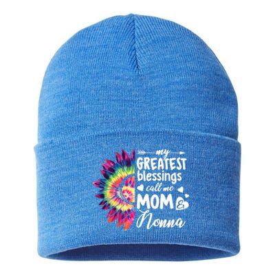 My Greatest Blessings Call Me Nonna Sunflower Funny Gift Sustainable Knit Beanie